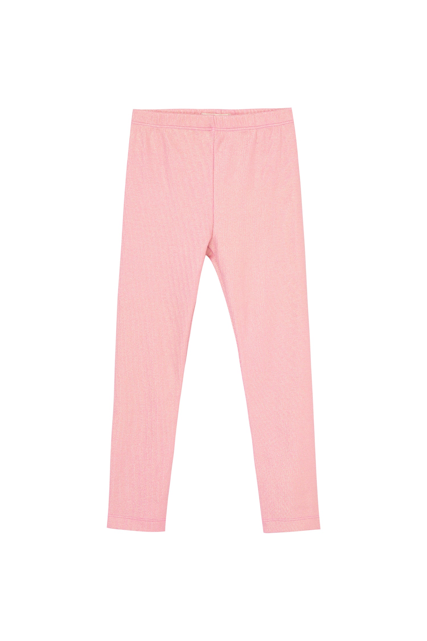LIGHT PINK METALLIC RIBBED KNIT PULL-ON LEGGINGS