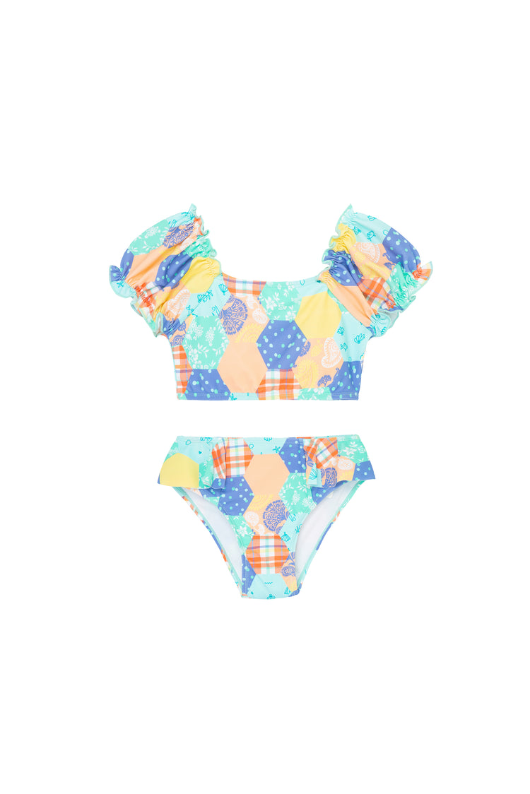 Patchwork Printed Two-Piece Swimsuit
