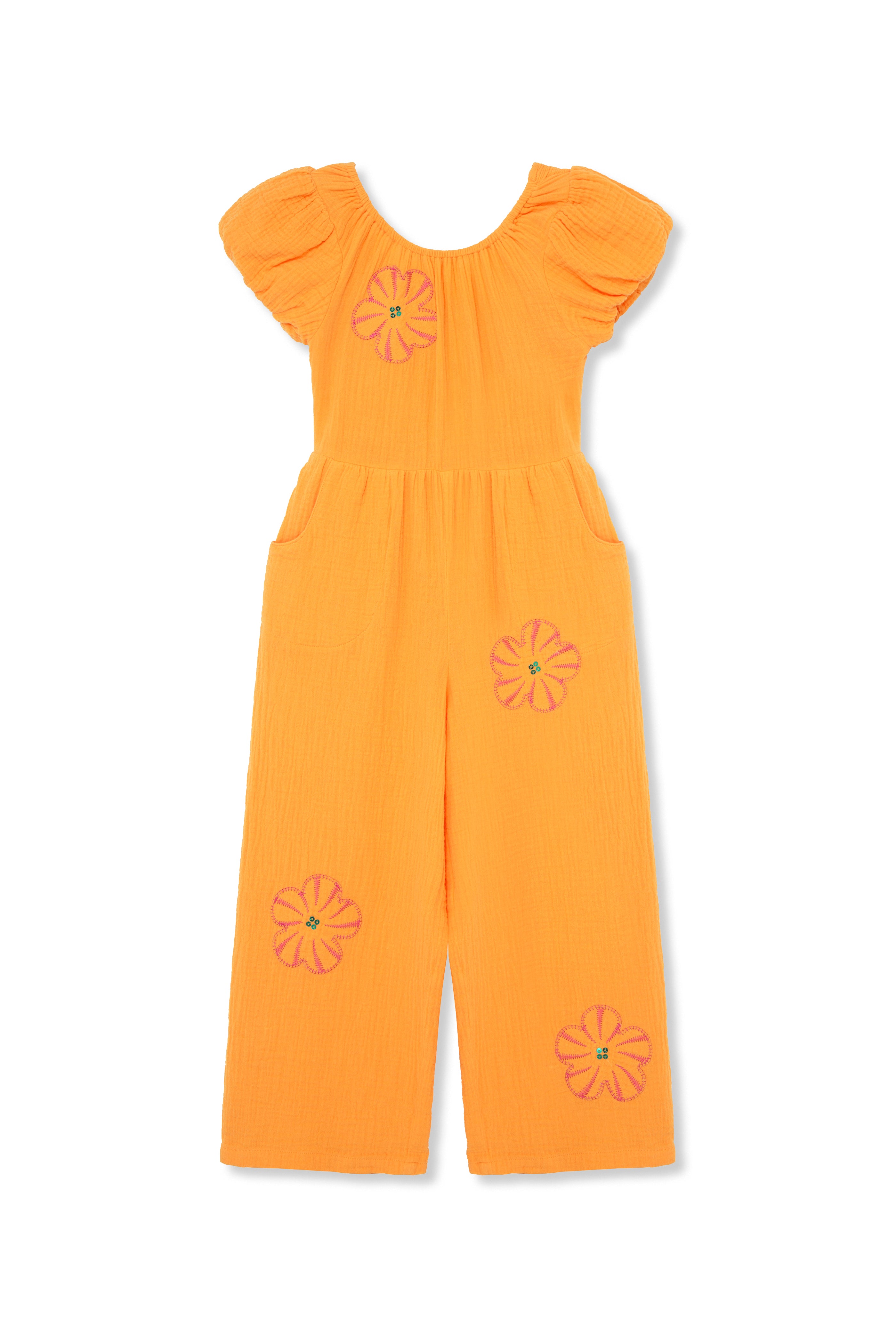 Peek Kids Bubble Sleeve Jumpsuit 2T Orange