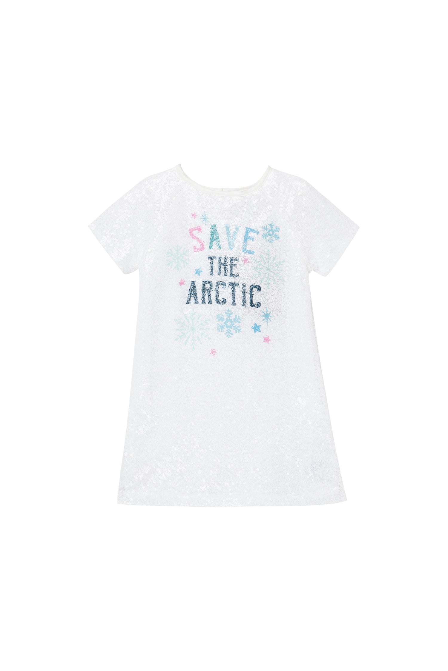 Front view of "Save the arctic" glitter tee