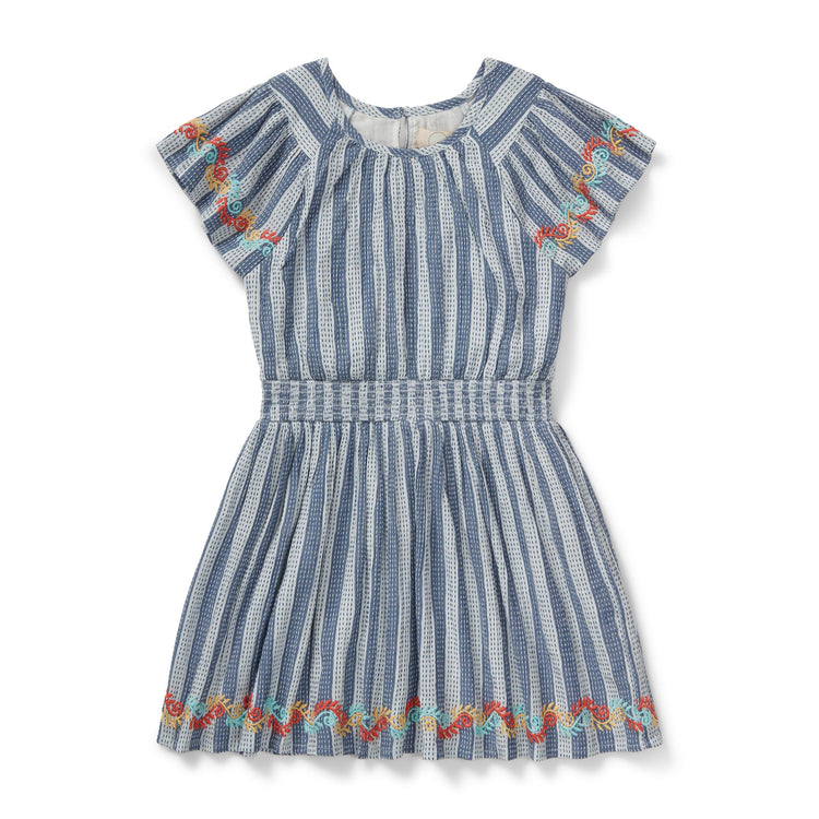 Embroidered Stripe Dress