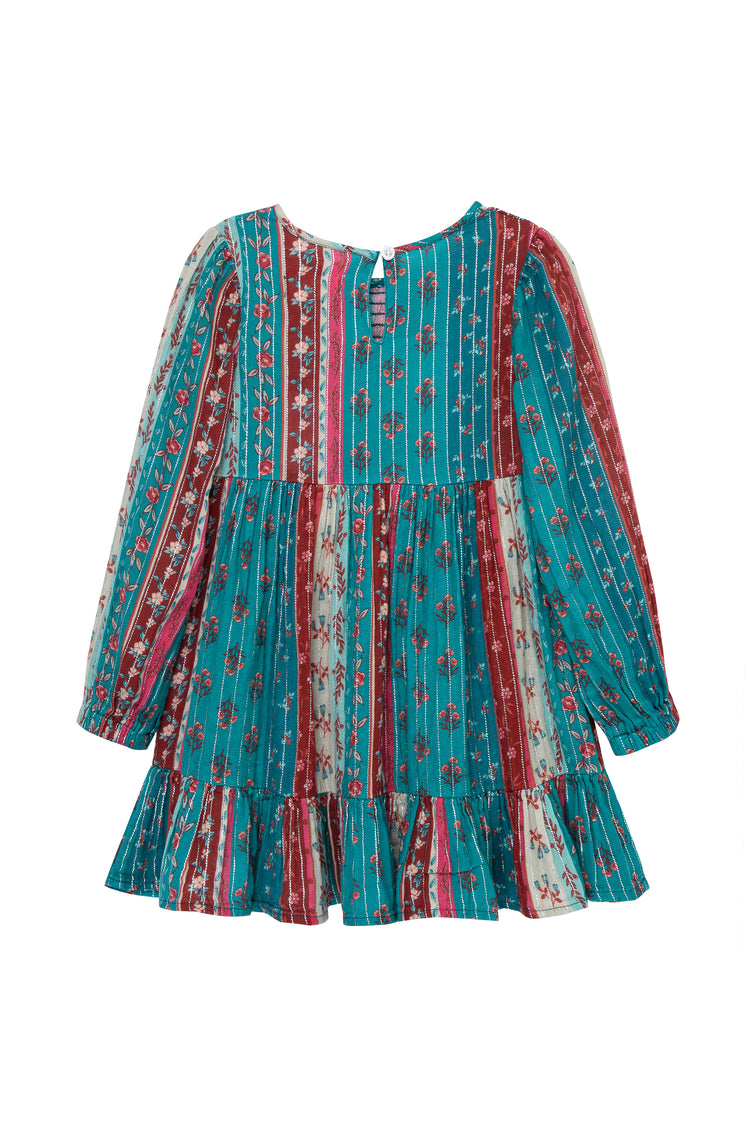 Mixed Florals Metallic Dress