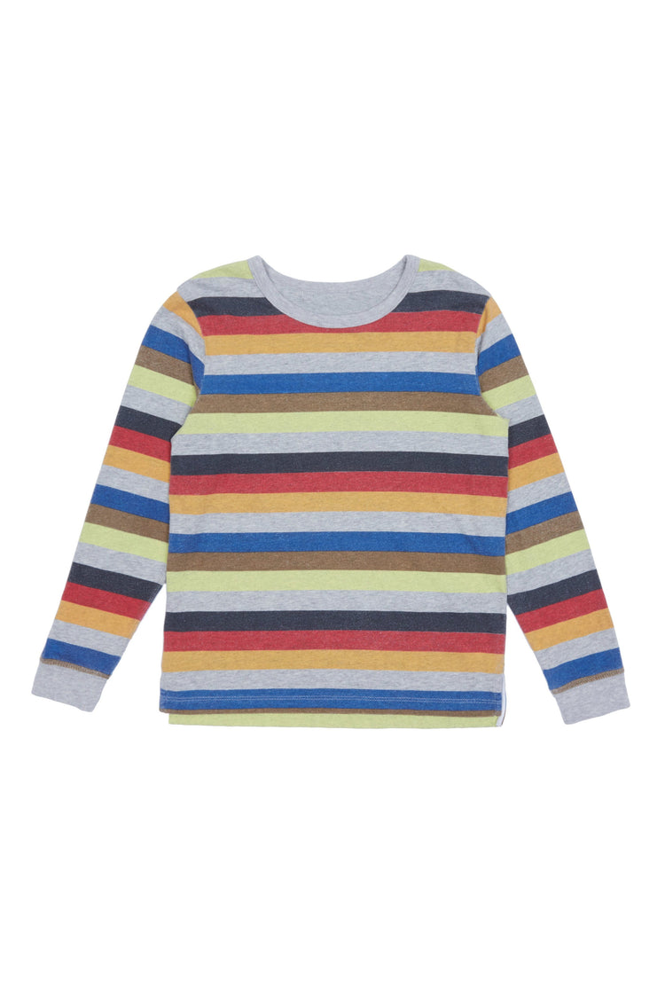 Long sleeve multi-color stripe crew next top.