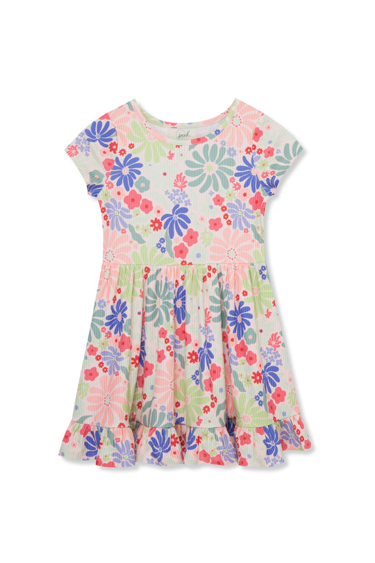 Floral Print Flounce Hem Dress