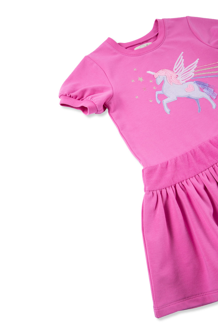 Sequin Unicorn Appliqué Dress