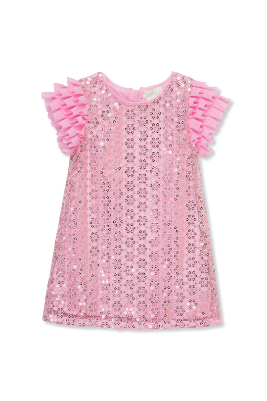 Sequins Ruffle Sleeve Dress