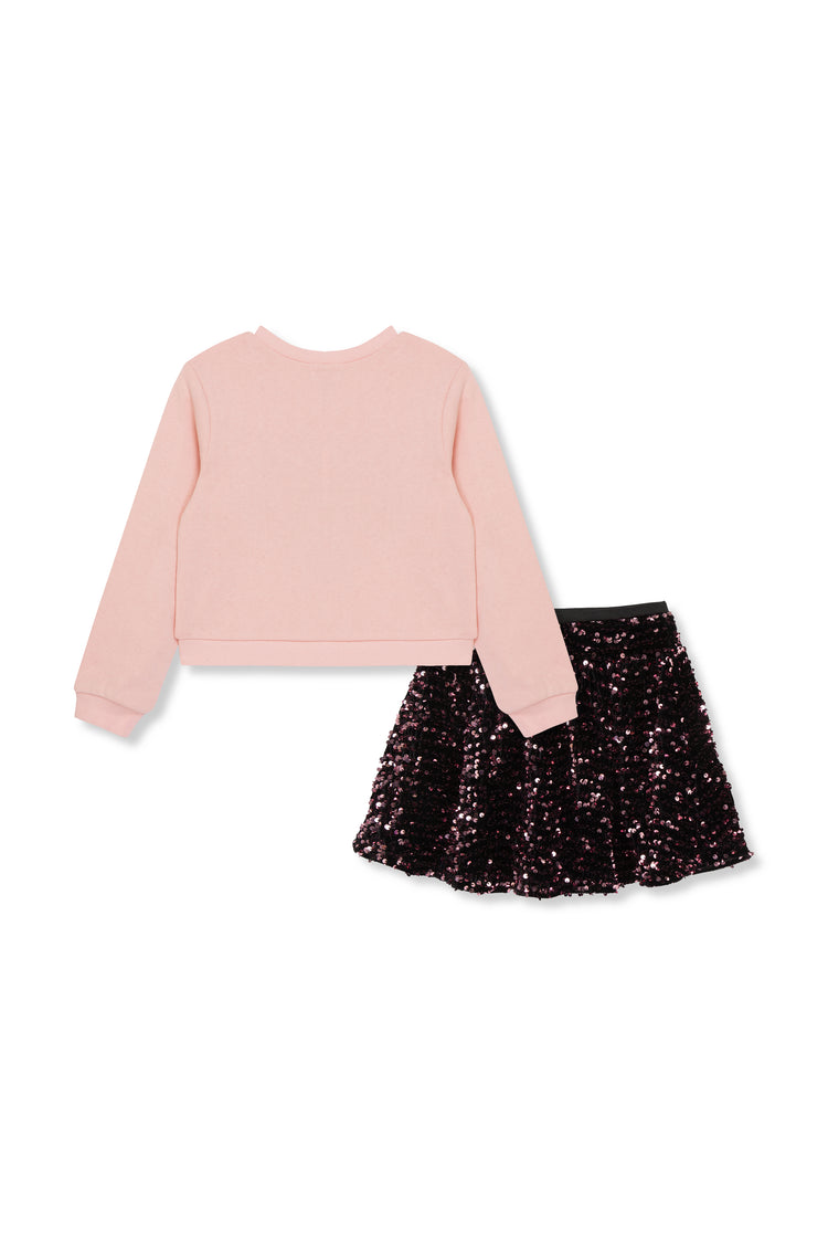 Sequin Heart Skirt Set