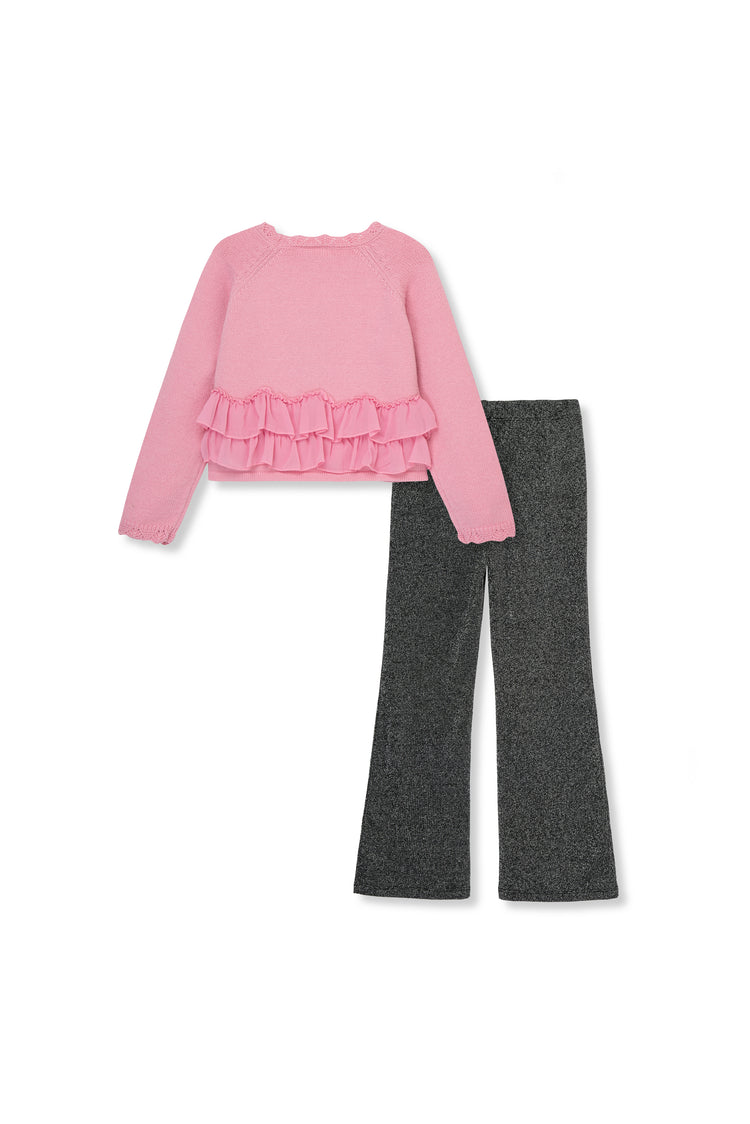 Crinkle Ruffle Sweater & Pants Set