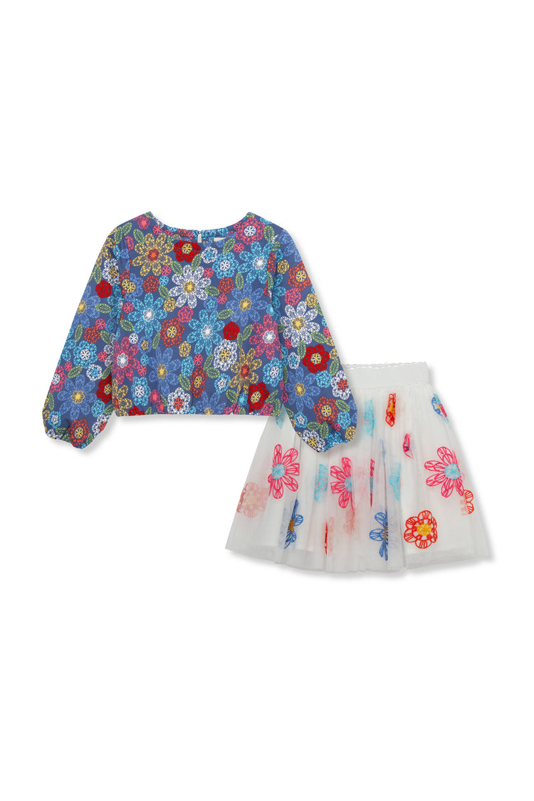 Flower Print Skirt Set