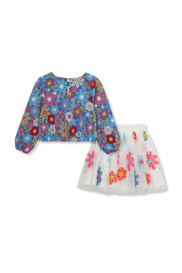 Flower Print Skirt Set