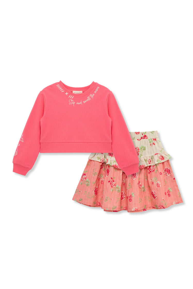 Rose Print Skirt Set