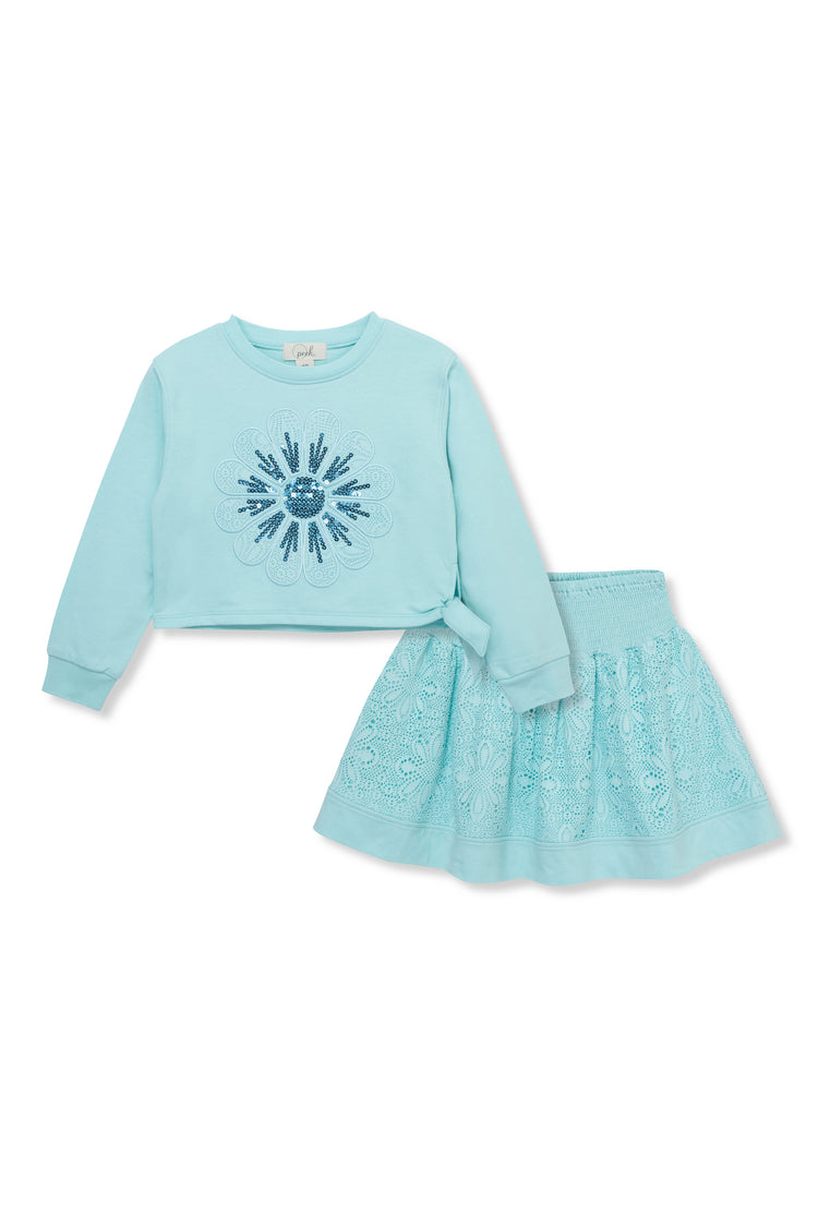 Lace Flower Skirt Set