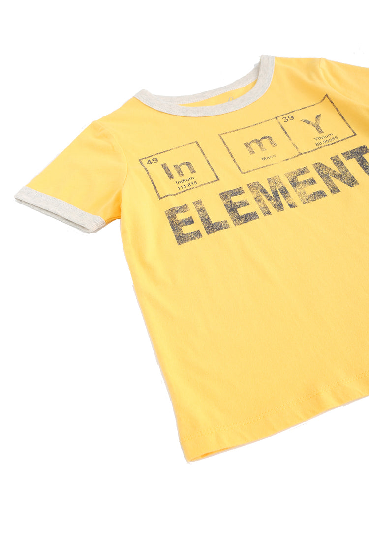 Close up view of "in my element" tee