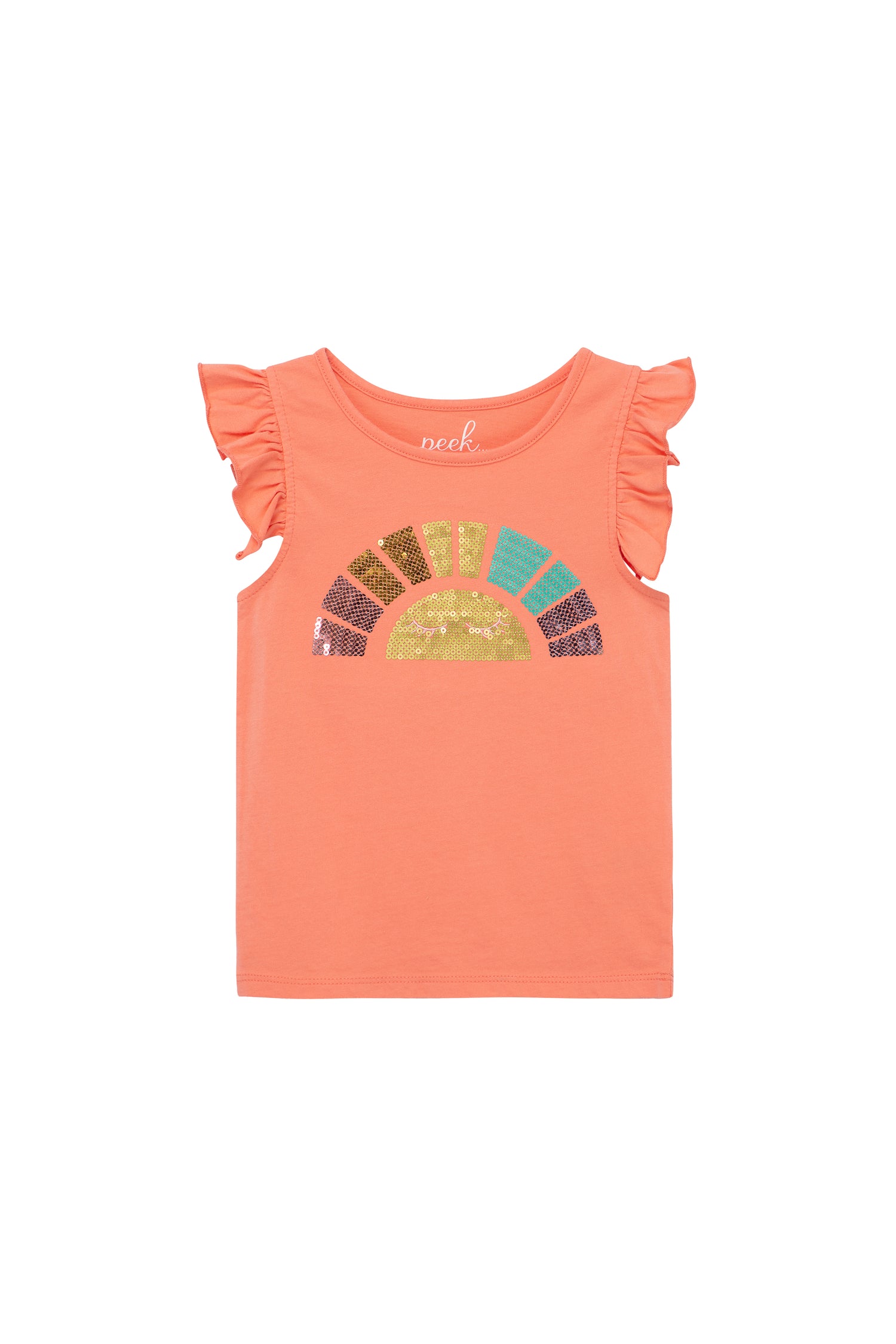 ORANGE T-SHIRT WITH SUN GRAPHIC IN SEQUINS