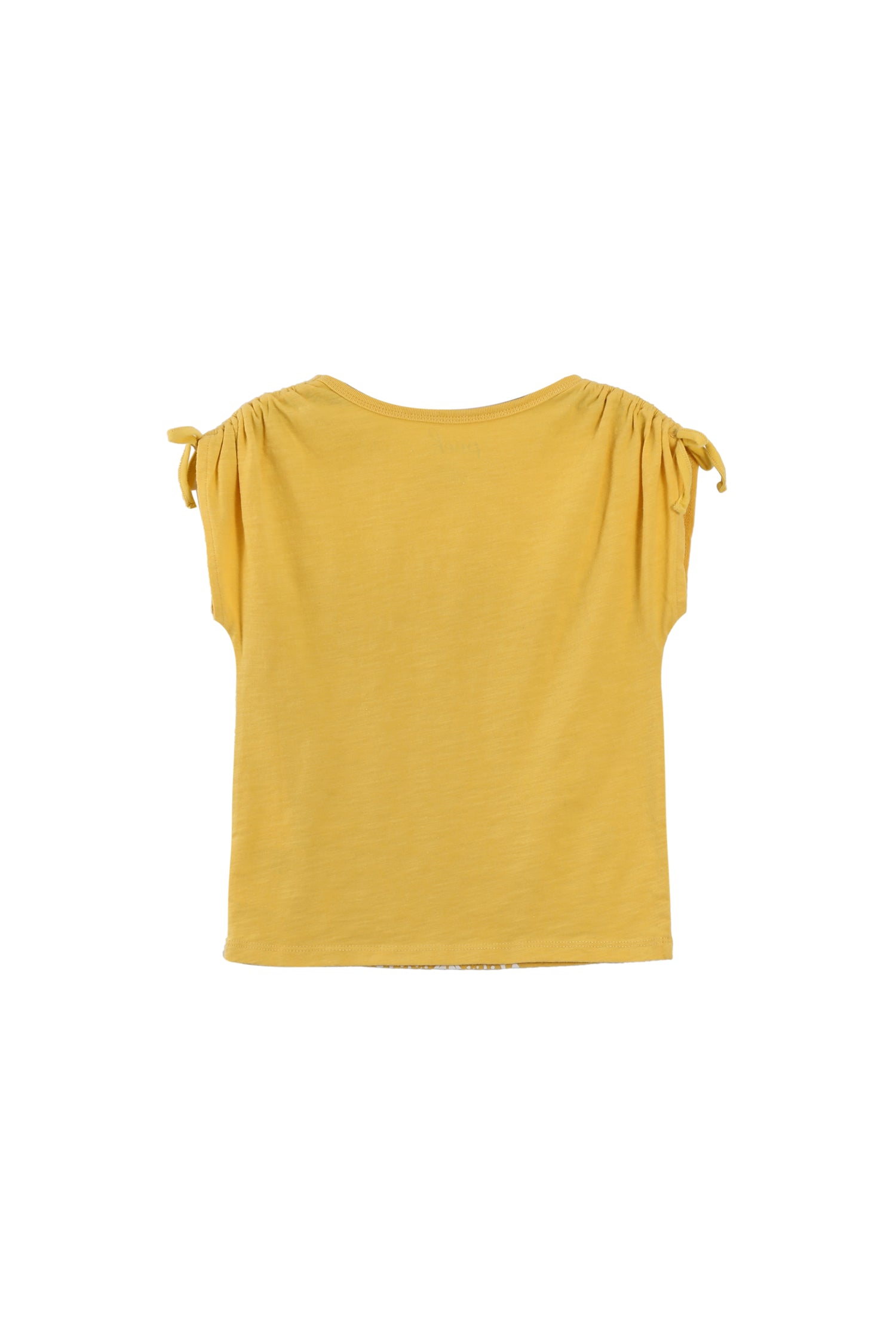 BACK OF YELLOW RUCHED SLEEVE TOP