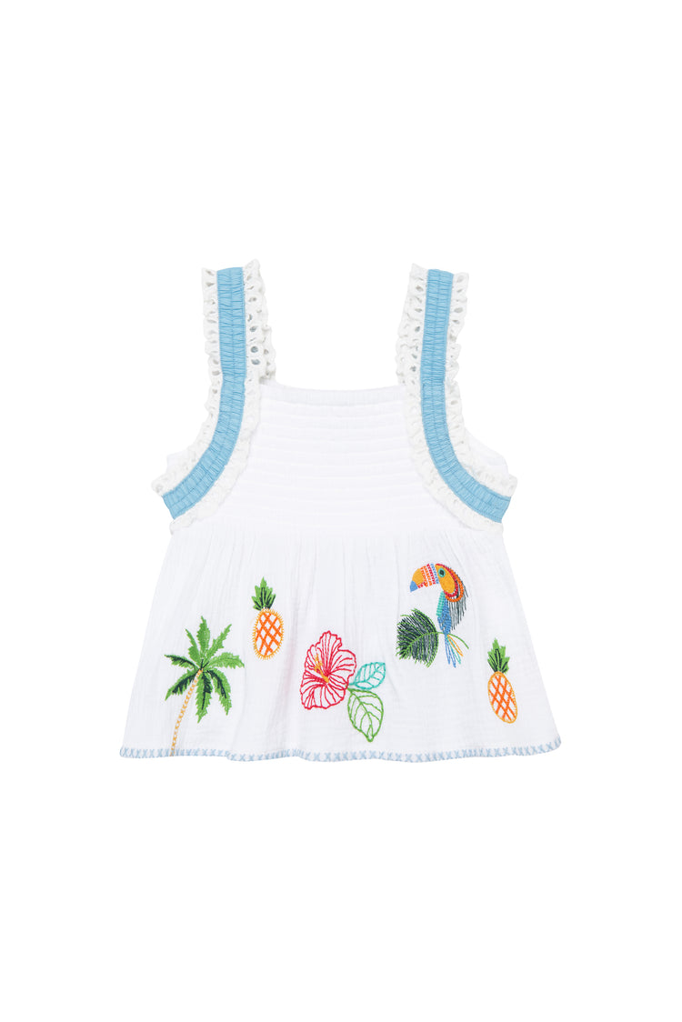 TROPICAL EMBROIDERED TANK TOP