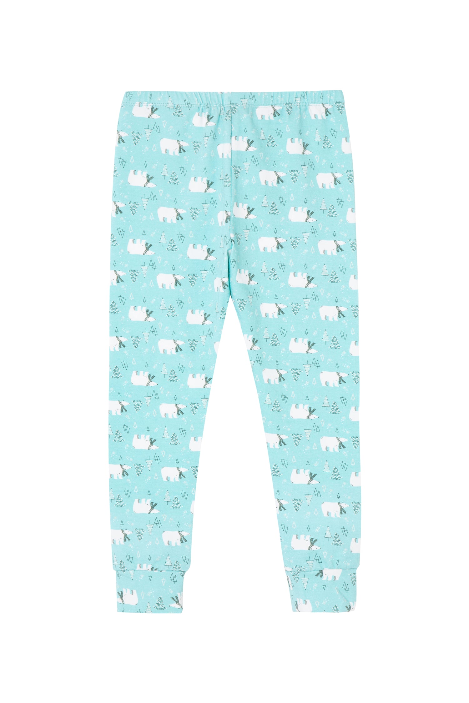 Back view of blue leggings with polar bears
