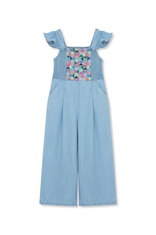 Embroidered Open Back Jumpsuit