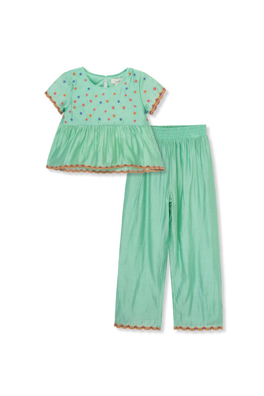 Ditsy Schiffli Pant Set