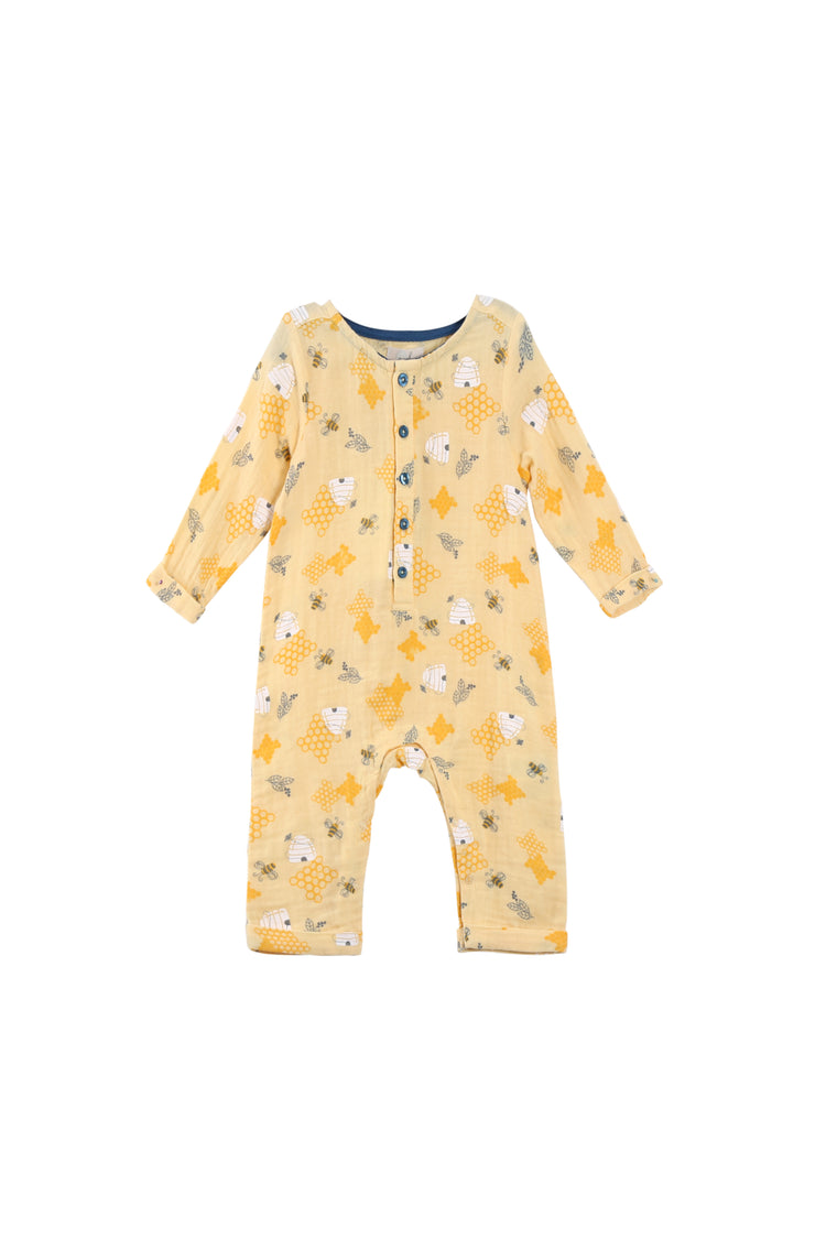 YELLOW BEE HIVE LONG-SLEEVE COVERALL