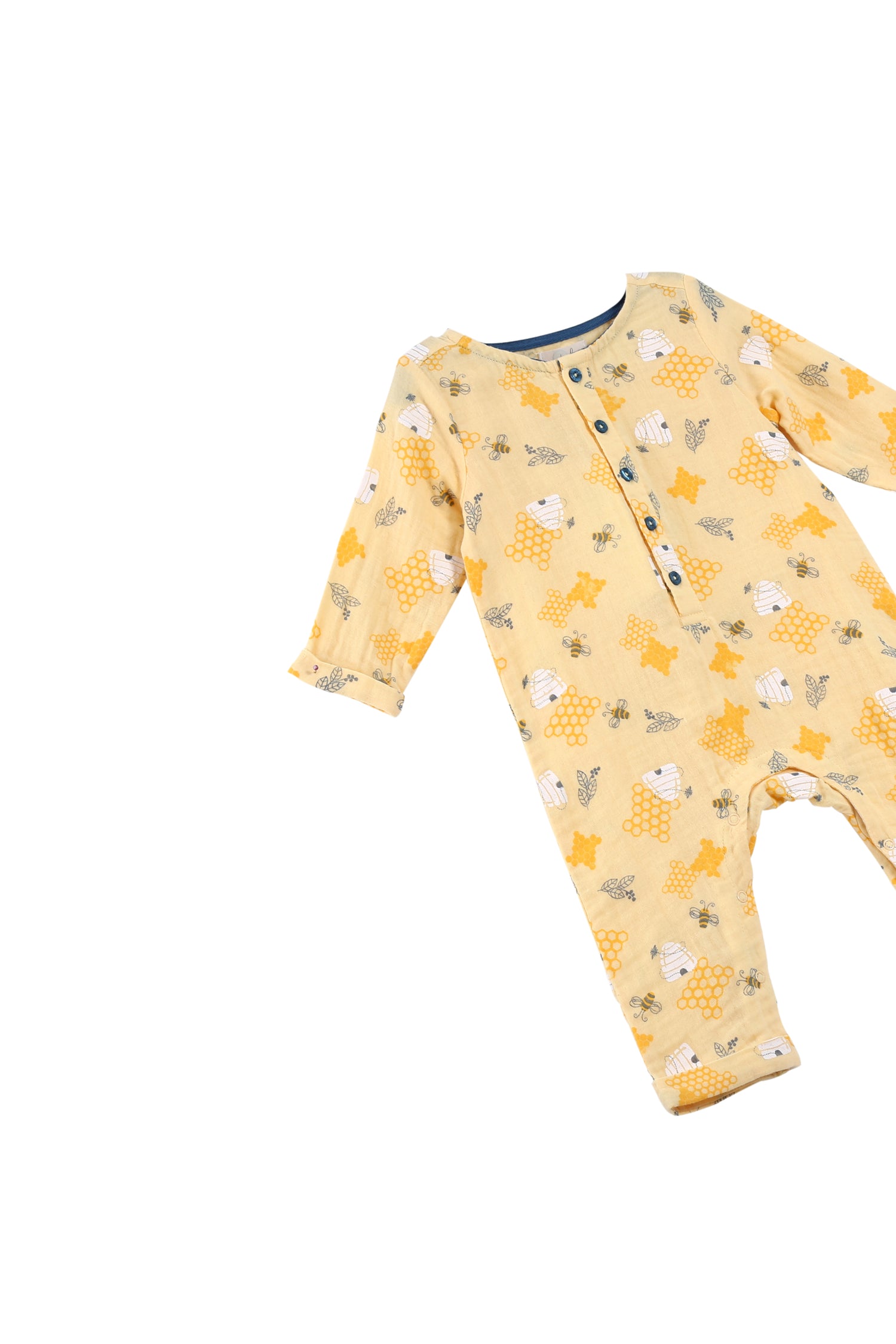 CLOSE UP OF YELLOW BEE HIVE LONG-SLEEVE COVERALL