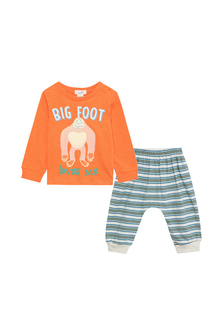 TWO PIECE TOP AND PANT SET FEATURING BIGFOOT THEMED ARTWORK